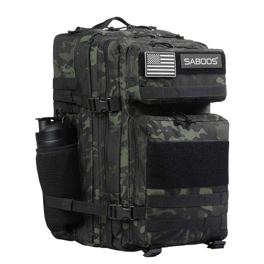 45L Large Black CP Tactical Fitness Backpack With Cup Holder - Saboostactical