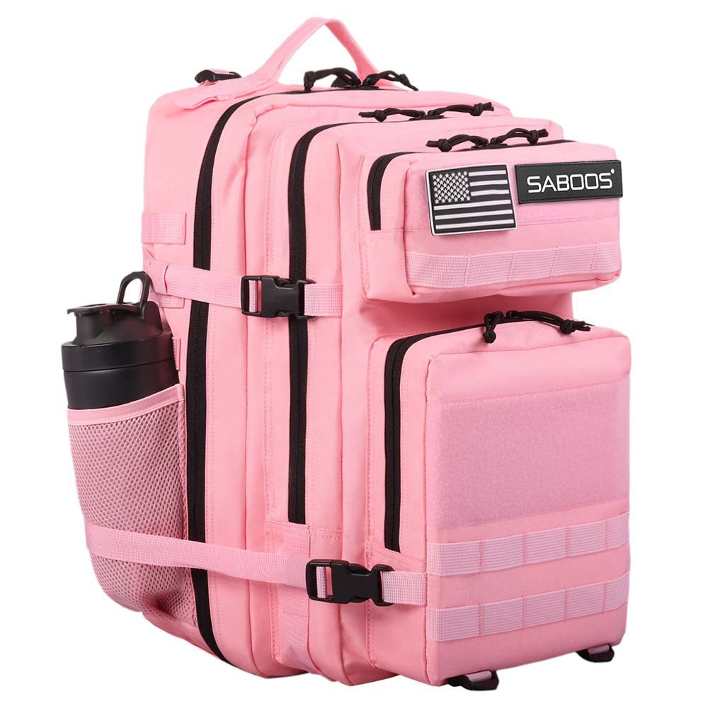 45L Large Pink Tactical Fitness Backpack With Cup Holder - Saboostactical